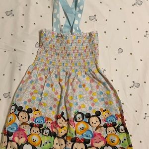 Tsum Tsum dress with blue polka dot straps